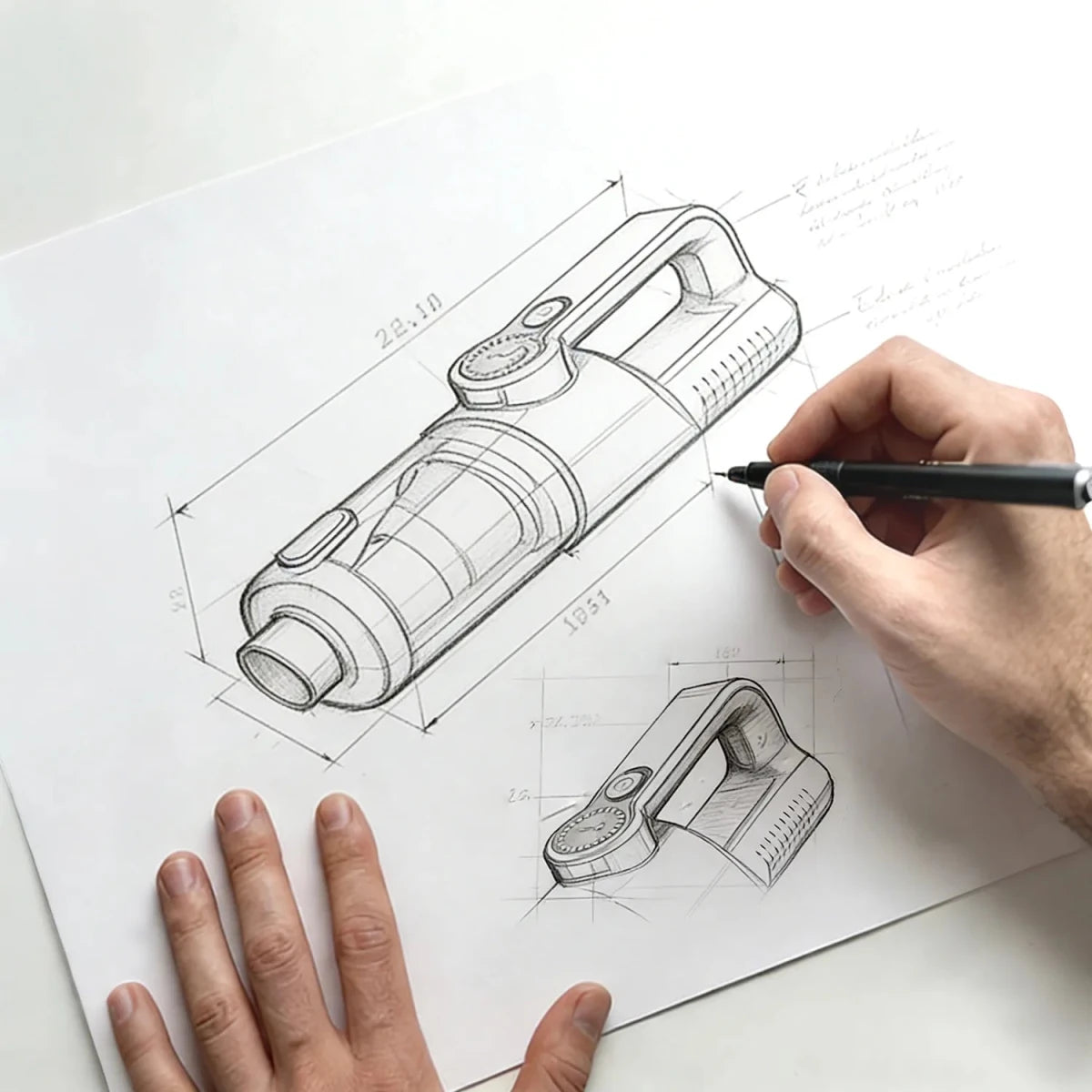 2-in-1 Cordless Handheld Vacuum design sketches
