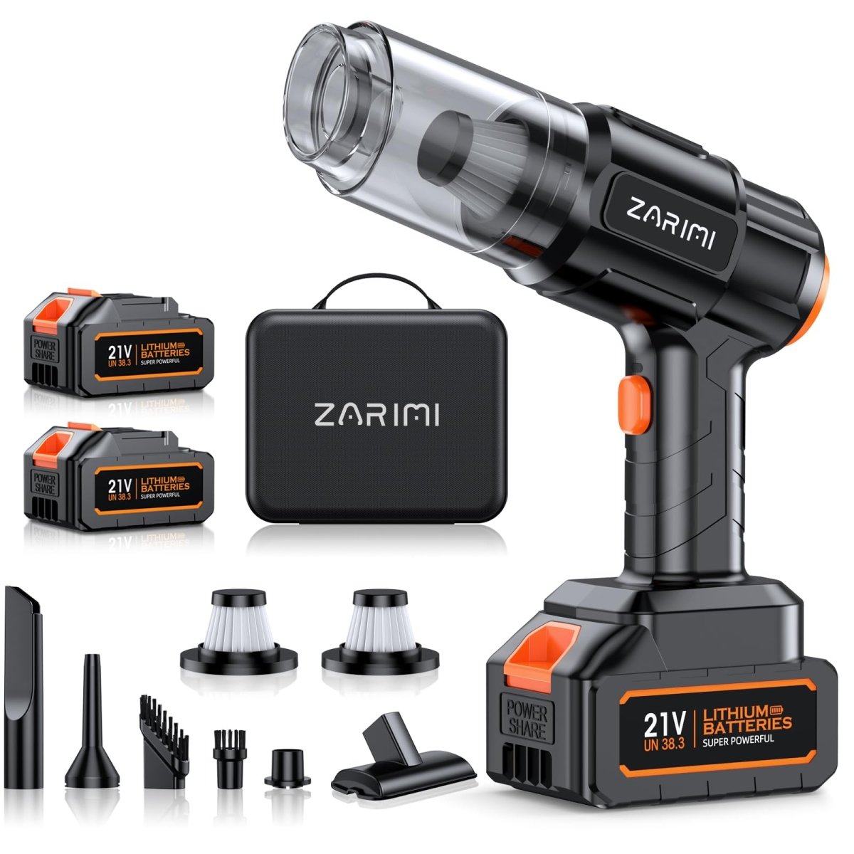 FAOGO 21V powerful cordless handheld vacuum and blower kit with dual batteries and full accessories.