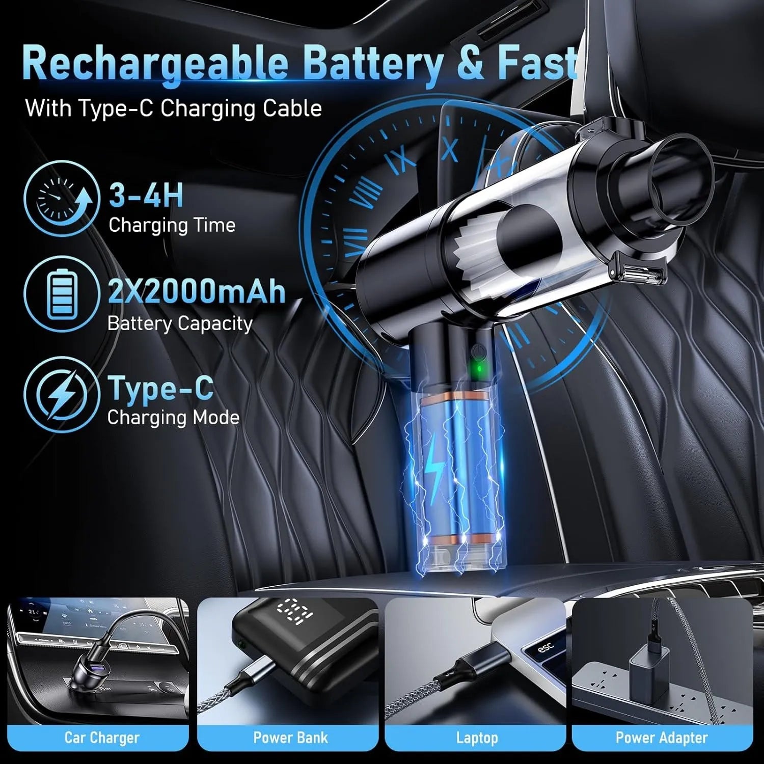 portable cordless vacuum cleaning car interior