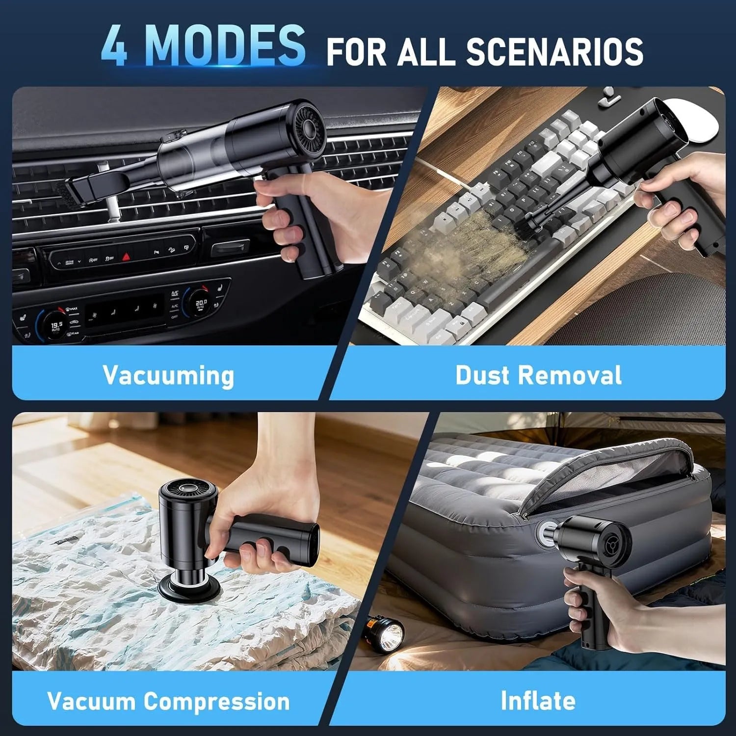 Lightweight cordless vacuum stored easily for travel and daily use