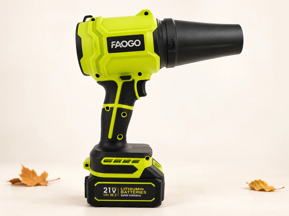 Green and black FAOGO cordless leaf blower