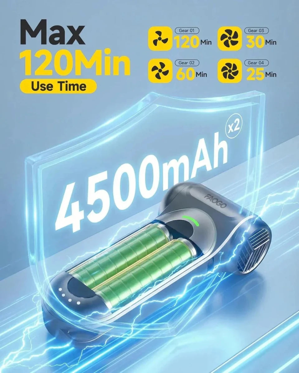 FAOGO mini handheld vacuum cleaning a laptop keyboard. Powerful cordless electronic duster for home office desk cleanup.