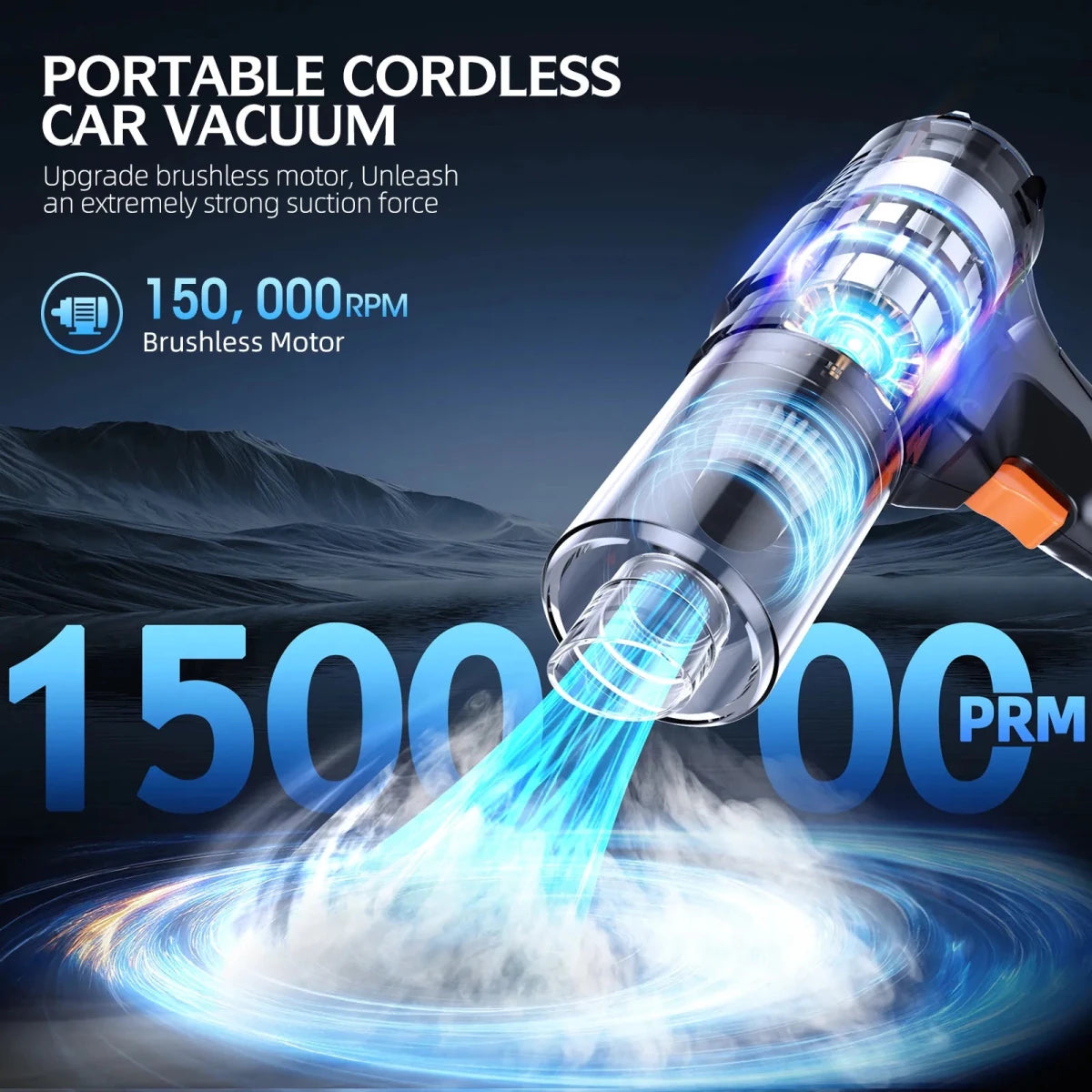 ZARIMI cordless car vacuum with 150,000 RPM motor