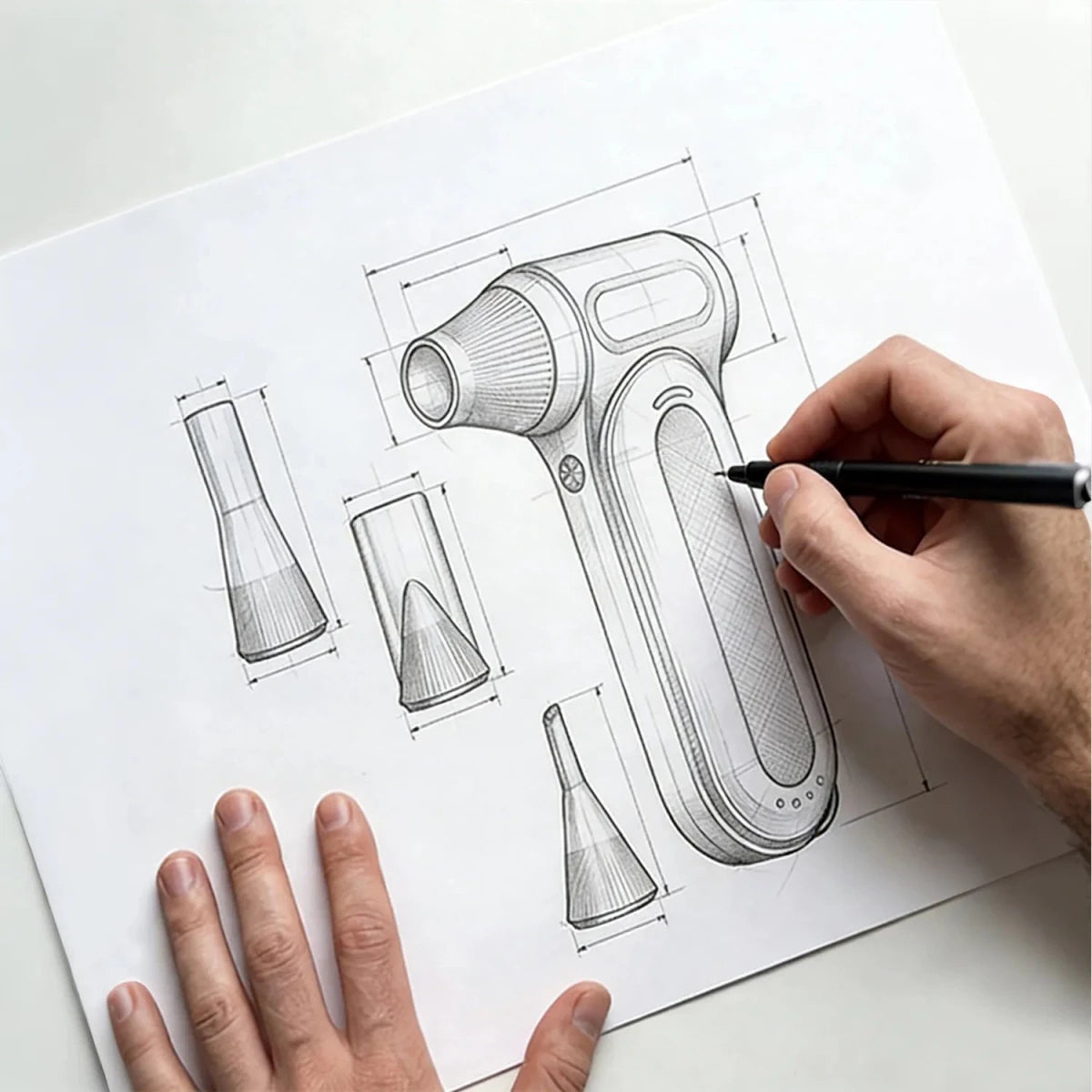 Electric Compressed Portable Air Duster design sketches