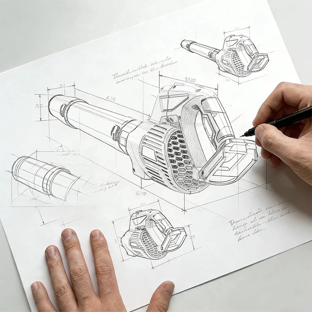 FAOGO Outdoor Cordless Electric Leaf Blower design sketches