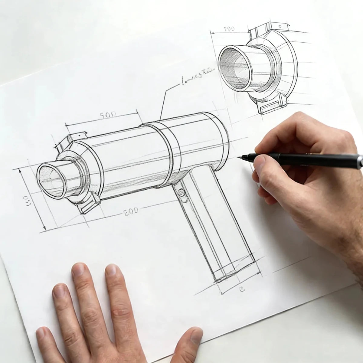 35,000Pa 6-in-1 Cordless Car Vacuum design sketches