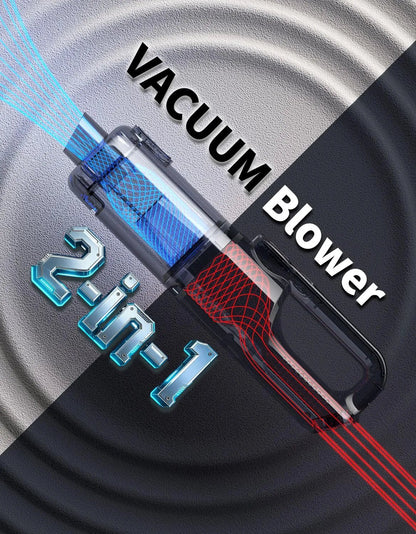 vacuum blower mode on cordless handheld vacuum cleaner - 36000Pa suction brushless motor for outdoor dust and leaves removal