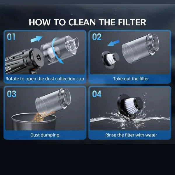 ZARIMI vacuum filter cleaning steps