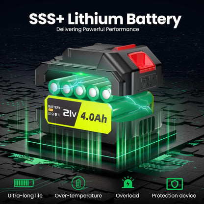 Inside FAOGO 21V 4.0Ah SSS+ lithium battery pack. High-capacity power tool battery with overload and heat protection 
