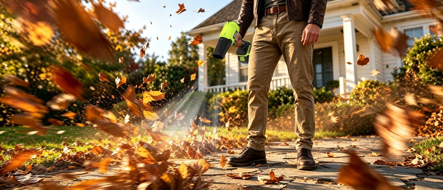 FAOGO blower in a Patio cleaning scene